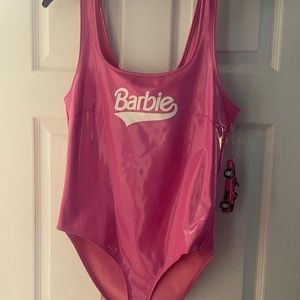 NWT Pink Vinyl Barbie Bodysuit L